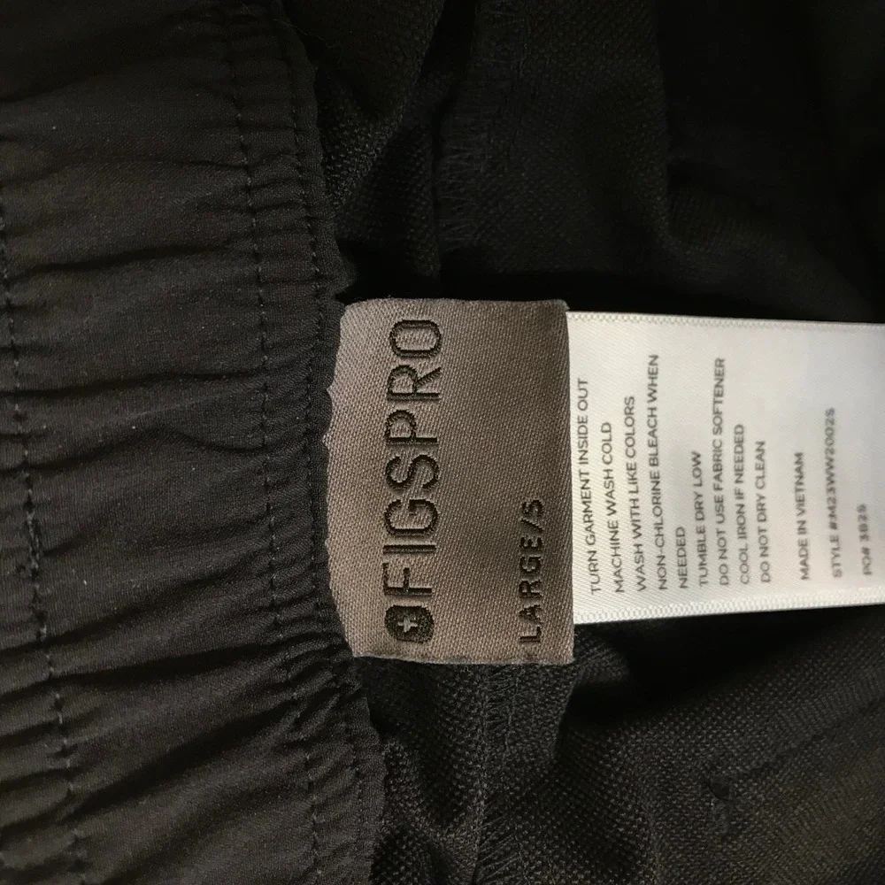 FIGS PRO Men Black Scrub Pants Elastic Waist Straight Leg M23WW2002S Large Short